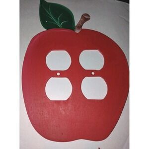 Hand-Painted Wooden Apple Double Outlet Cover Plate – Teacher Gift Classroom